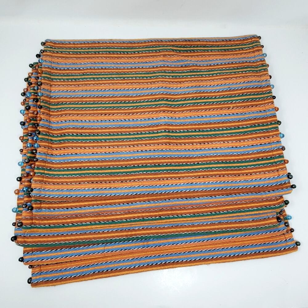 Beaded Orange & Green thick Quality placemat set of 6 Excellent condition